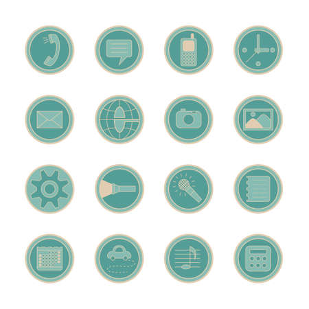 Vector set of 16 icons for your phone or tablet, each icon is grouped on a separate layerのイラスト素材