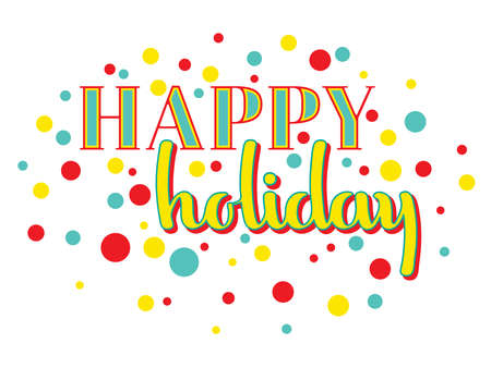 Happy holiday in red, yellow, turquoiseのイラスト素材