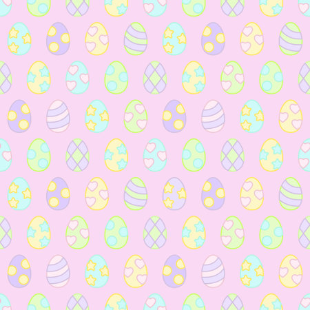 Vector Seamless pattern with easter eggs on the pink backgroundのイラスト素材