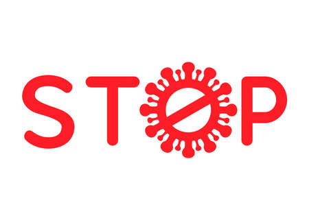 inscription of stoppage sign with virus insideのイラスト素材