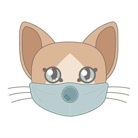 Cate face in protective medical mask against viruses and odorsのイラスト素材