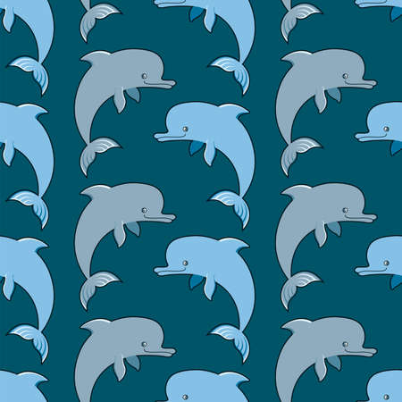 Vector seamless ornament with dolphinsのイラスト素材