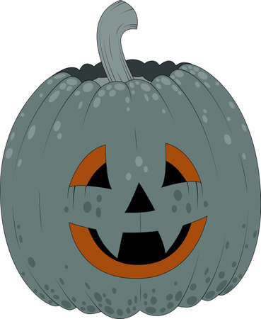 vector image of a grey pumpkin head, cut out face, with freckle spotsのイラスト素材