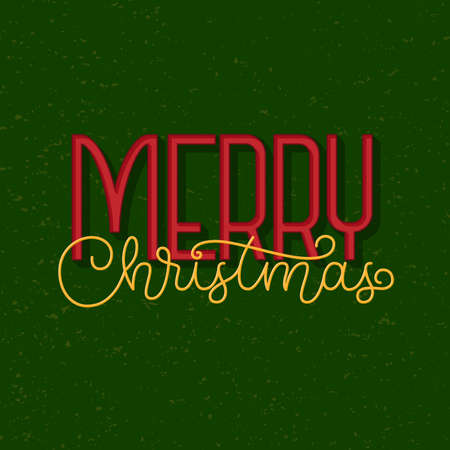 Merry Christmas lettering, holiday handwritten lettering, postcard, Christmas poster, holiday bannerのイラスト素材