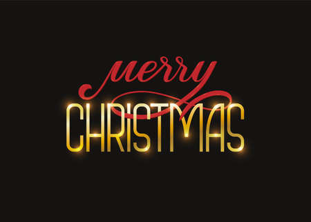 Merry Christmas lettering, holiday handwritten lettering, postcard, Christmas poster, holiday bannerのイラスト素材