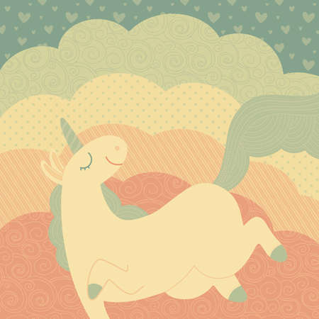 Decorative square banner with unicornの写真素材