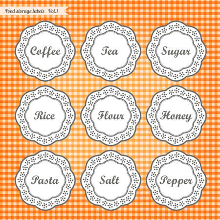 Retro style kitchen food storage tags collection vectorのイラスト素材