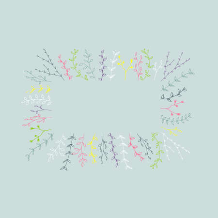 Hand-drawn branches graphic design elements set. Useful for wedding invitations, congratulations and greeting cards.のイラスト素材