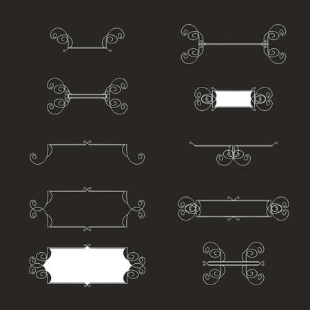 Hand-drawn vintage calligraphic  design elements set vector. Useful for wedding invitations, greatings cards etc.のイラスト素材
