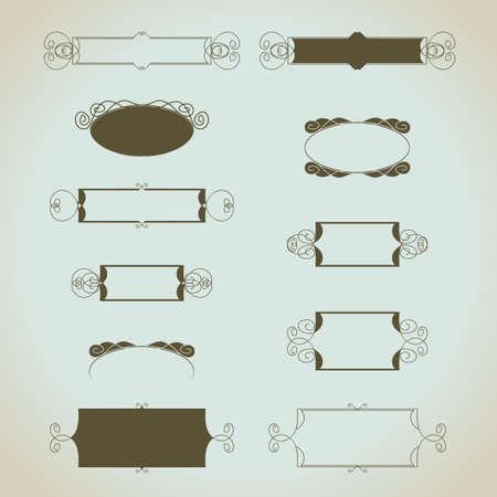 Hand-drawn vintage calligraphic  design elements set vector. Useful for wedding invitations, greatings cards etc.のイラスト素材