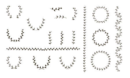 Hand-drawn branches graphic design elements set. Useful for wedding invitations, congratulations and greeting cards.のイラスト素材