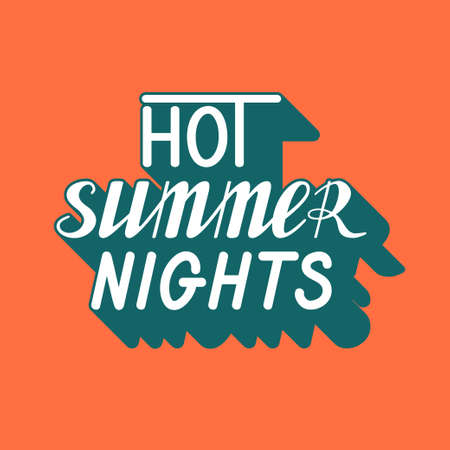 Hand written lettering Hot Summer Nightsのイラスト素材