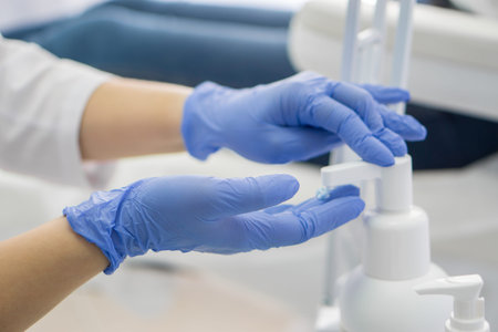 doctor applying cream on hands