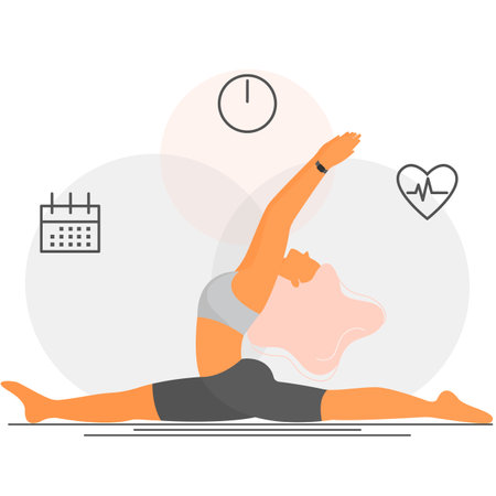 Vector illustration of a healthy female body. A healthy way of life. Sport exercise, fitness workout. Fitness and wellness. Young athletic girlのイラスト素材