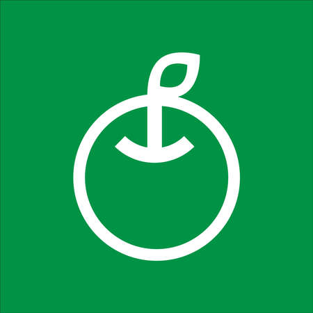 Apple with leaf line icon. Fresh, ripe, crop Fruit conceptのイラスト素材