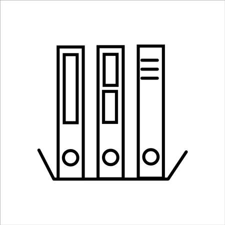 Document Storage Shelves with set of colored ring binders on white background. Office folders. Vector illustration in flat styleのイラスト素材