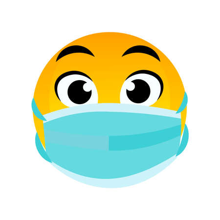 Emoticon in protective mask. Vector illustrationのイラスト素材