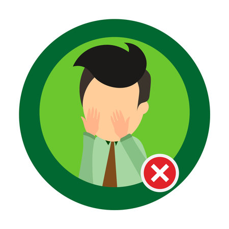 Icon, prohibition of touching dirty hands to face. Vector illustrationのイラスト素材