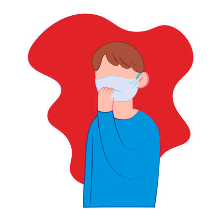 Girl in mask on a white background. Coronavirus. Vector illustrationのイラスト素材