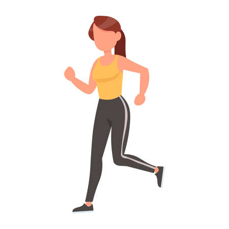 Girl doing sports on a white background. Health. Vector illustrationのイラスト素材