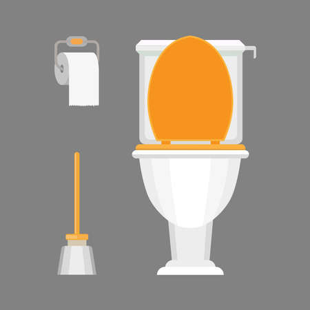 White ceramic toilet on a gray background. Vector illustrationのイラスト素材