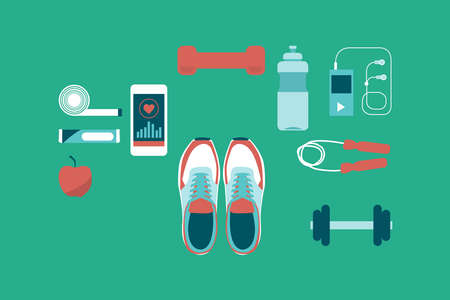 Things for fitness. Sport. health. Vector illustrationのイラスト素材