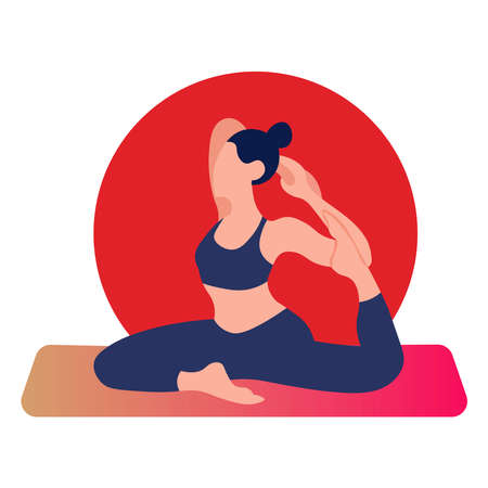Girl doing yoga.Sport. health Vector illustrationのイラスト素材