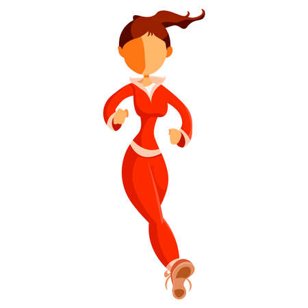 Girl runs on a white backgroundのイラスト素材