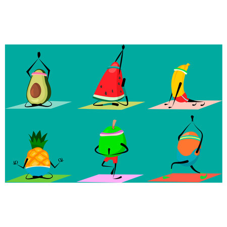 Set of yoga fruits. Vector