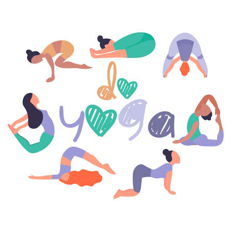The girls do yoga. Sport, healthy lifestyle.のイラスト素材