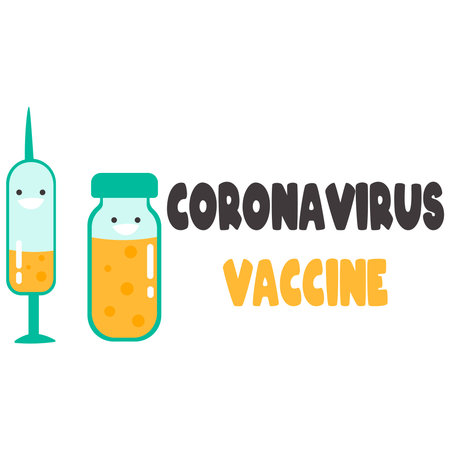 Coronavirus vaccine picture and syringe.のイラスト素材
