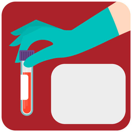 Hand holding test tube illustrationのイラスト素材