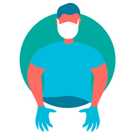 Doctor logo with gloves and mask.のイラスト素材