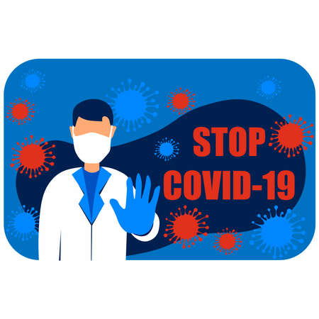 Stop doctor coronavirus picture illustrationのイラスト素材