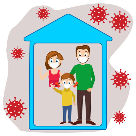 Safe at home. Coronavirus illustration.のイラスト素材