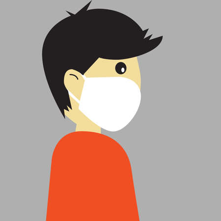 Guy in a mask on a gray background.のイラスト素材
