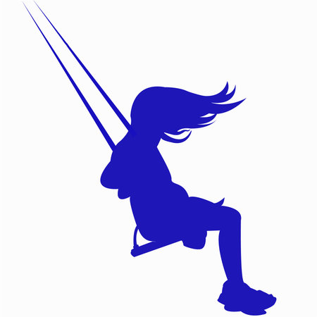 girl on the swing logo. Vector illustrationのイラスト素材