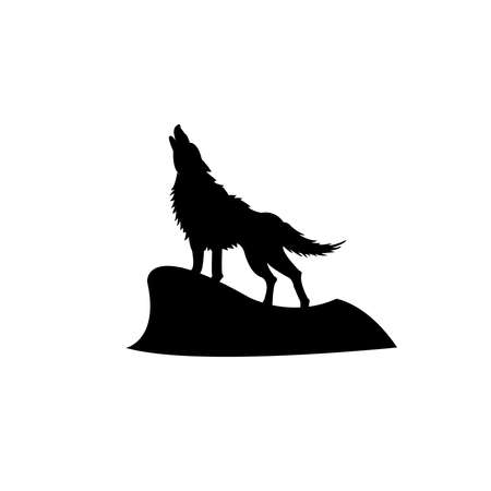 howling wolf and moon vector illustration, background. Vector illustration.のイラスト素材
