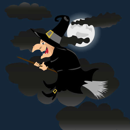 old witch halloween illustration backgroundのイラスト素材