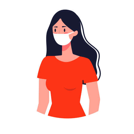 Picture of sick girl on a white background. Virus.のイラスト素材