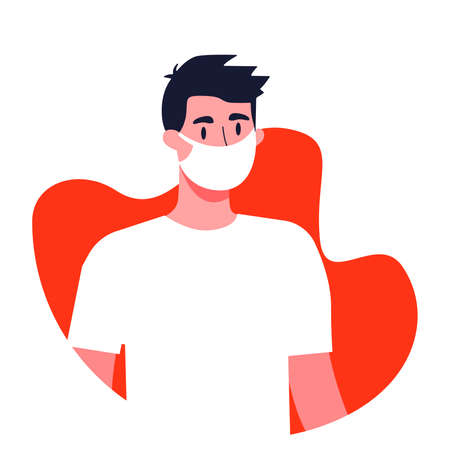 Picture of a sick guy on a white background. Virus.のイラスト素材