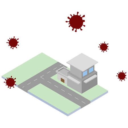 3D home picture with virus on a white background.のイラスト素材