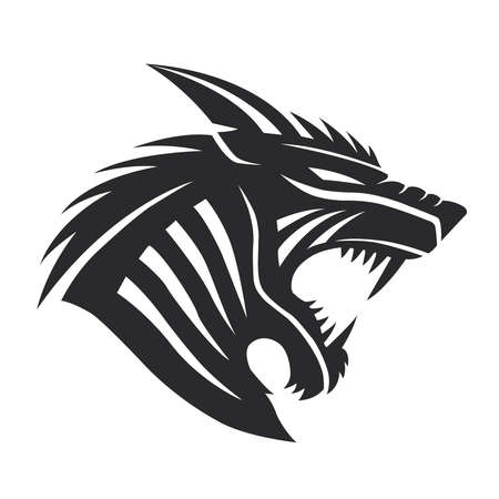 strong wolf with mans body logoのイラスト素材