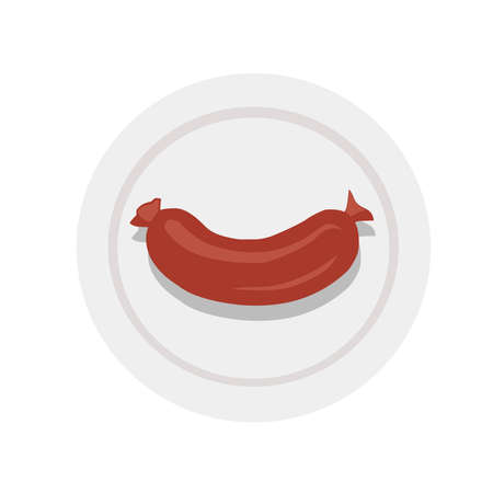 sausage on the plate vector illustration isolatedのイラスト素材