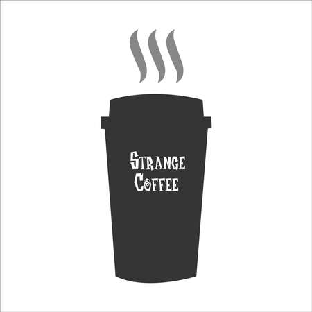 Coffee mug picture on a white background. Logotype.のイラスト素材