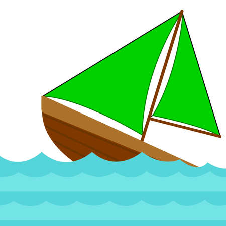 Yacht icon on blue background illustrationのイラスト素材