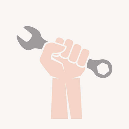 Wrench in hand service logo illustrationのイラスト素材