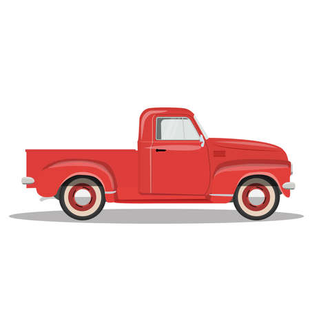 red pickup truck isolated on white background vector illustrationのイラスト素材