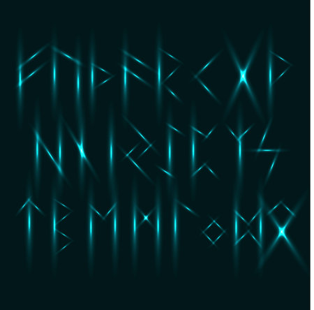 Set of Old Norse Scandinavian runes. Rune alphabet. Vectorのイラスト素材