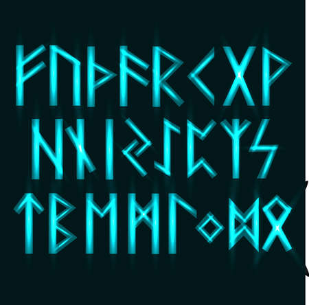 Set of Old Norse Scandinavian runes. Rune alphabet. Vectorのイラスト素材
